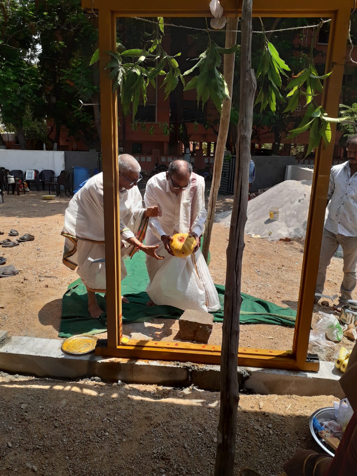 Errection of main door on 2024-04-26 at 9. 45 AM in the building of Senior Citizen Association site,HTC 